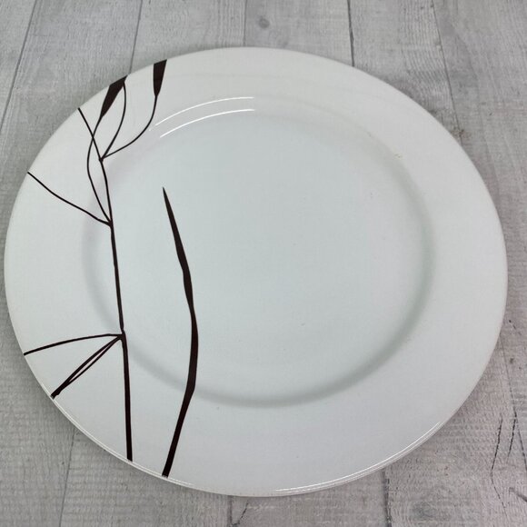Home Target DUSK Brown Geometric Leaves White Stoneware 11" Dinner Plate Set 4 - Picture 6 of 16